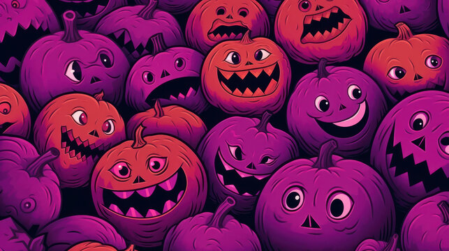 Illustration of a halloween pumpkins in fuchsia colours