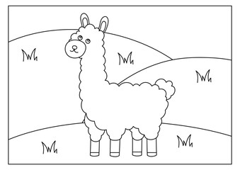 Alpaca coloring page for kid