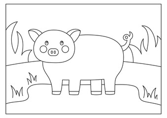 Pig coloring page for kid activity 