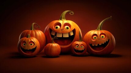 Illustration of a halloween pumpkins in dark red colours