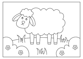 Sheep coloring page for kid activity 