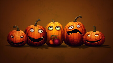 Illustration of a halloween pumpkins in light maroon colours