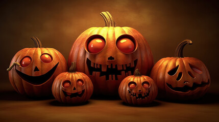 Illustration of a halloween pumpkins in light maroon colours