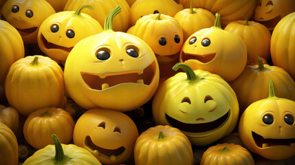 Illustration of a halloween pumpkins in light yellow colours