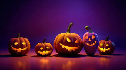 Illustration of a halloween pumpkins in light purple colours