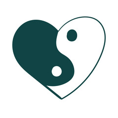 heart Yin Yang concept vector sketch simple doodle hand drawn line illustration isolated abstract sign symbol clip art