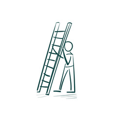 ladders man vector sketch simple doodle hand drawn line illustration isolated abstract sign symbol clip art