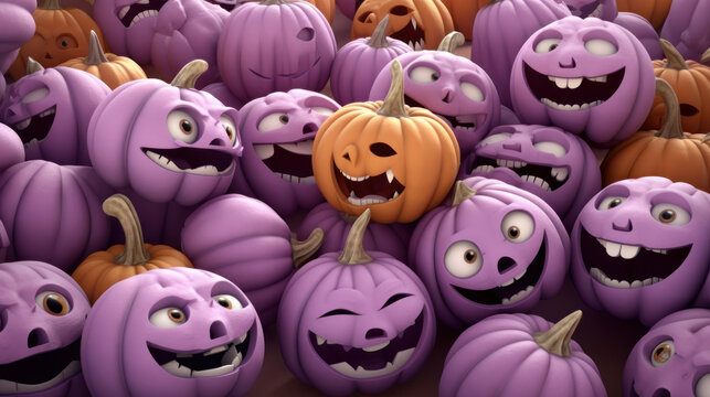 Illustration of a halloween pumpkins in light purple colours