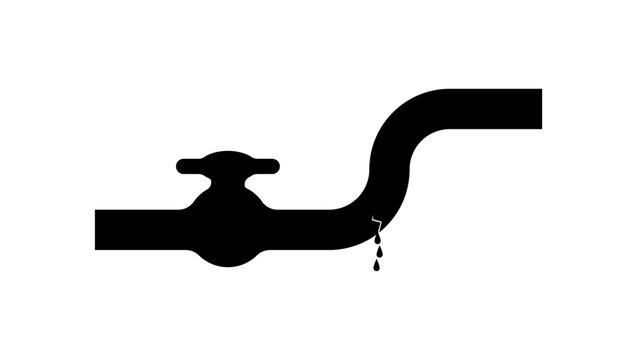 Cracked pipe, black isolated silhouette