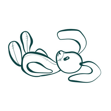 recommend clip art: stuffed rabbit lies vector sketch simple doodle hand drawn line illustration isolated abstract sign symbol clip art