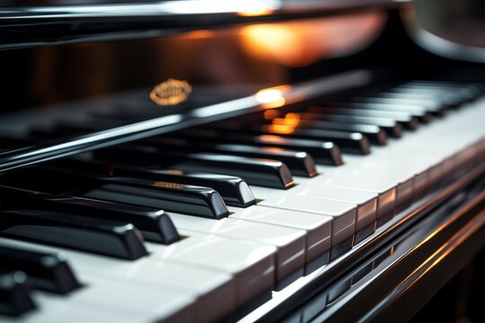 Classic piano keyboard with focused details, a musical masterpieces essence