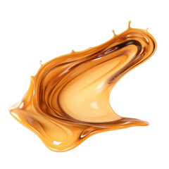 Caramel cascading on transparent background
