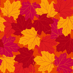 Naklejka na ściany i meble Autumn leaves repeat pattern