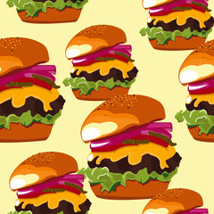 Burgers seamless repeat pattern 