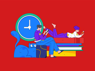 Education learning people flat vector concept hand drawn illustration
