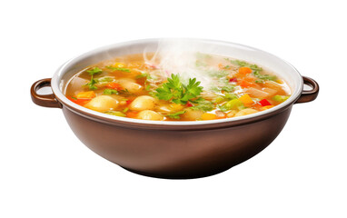 Hearty Steaming Winter Soup Bowl on transparent background