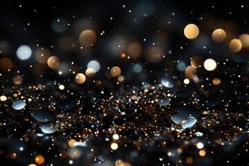 abstract background with bokeh defocused lights and stars. Grey Glitter Background for Christmas or Special Occasion.