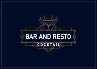 Fotobehang Cocktail bar lounge pub restaurant logo design with vintage art deco style © Artcilpa99d