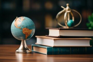Grad cap, global globe Symbolizing education, business, and study abroad