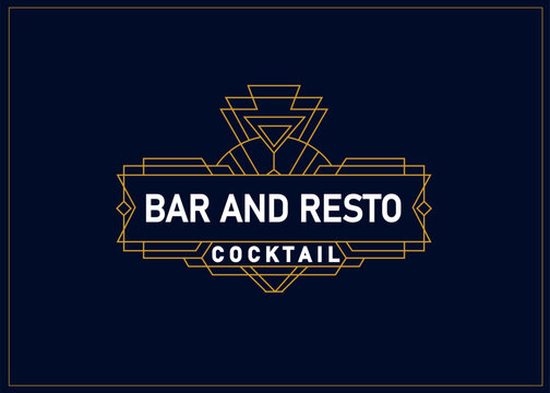 Cocktail bar lounge pub restaurant logo design with vintage art deco style