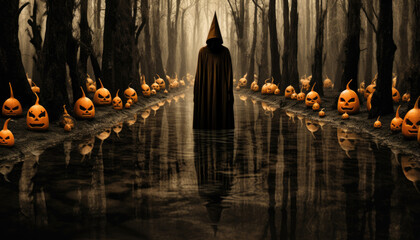 Naklejka premium Scary dark haunted surreal background