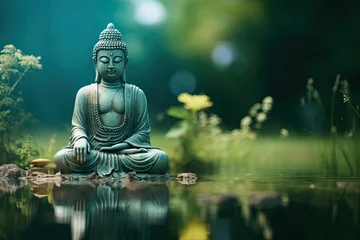 Crédence de cuisine en verre imprimé Zen Buddha statue in the water