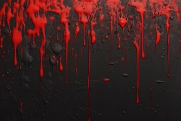 black cement texture background with red watercolor drips or splashes. generative ai