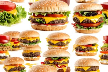 Hamburger on white background. Generative AI.