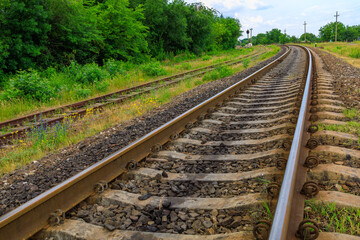 Fototapeta premium Railway. Background with selective focus and copy space