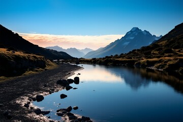 Rural mount valleys wild beauty, with a blue mountain lake