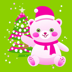 Teddy Bear and Christmas Tree