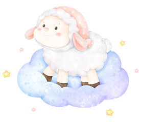 cute sheep on sky