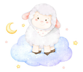 cute sheep on sky