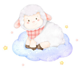 cute sheep on sky