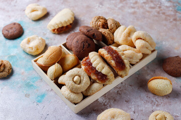Homemade fresh delicious various cookies.