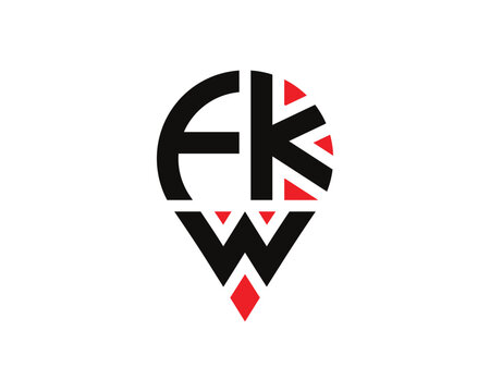 letter fkw logo location shape logo design. FKW letter location logo simple design.
