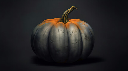 Illustration of a pumpkin in dark gray tones