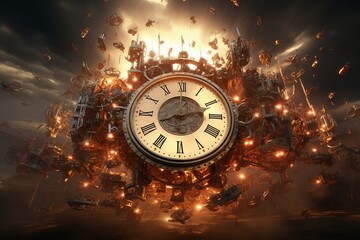 Fototapeta na wymiar new year clock, Generative AI