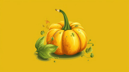 Illustration of a pumpkin in chartreuse tones