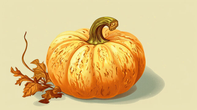 Illustration of a pumpkin in tan tones
