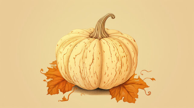 Illustration of a pumpkin in beige tones