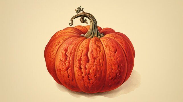 Illustration of a pumpkin in scarlet tones