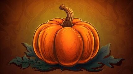 Naklejka premium Illustration of a pumpkin in dark orange tones