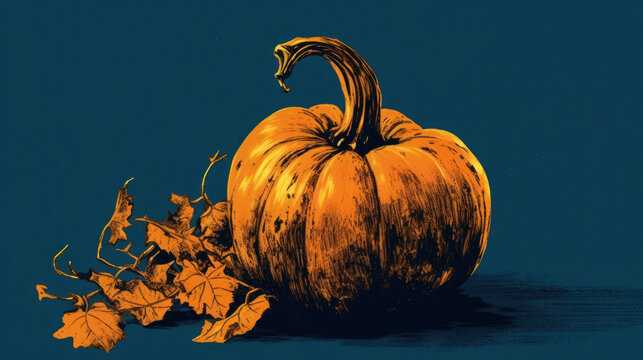 Illustration of a pumpkin in dark orange tones