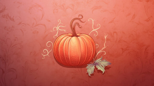 Illustration of a pumpkin in light red tones