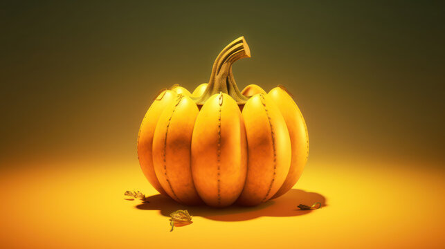 Illustration of a pumpkin in light yellow tones