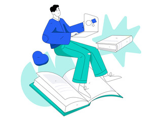 Education learning people flat vector concept hand drawn illustration
