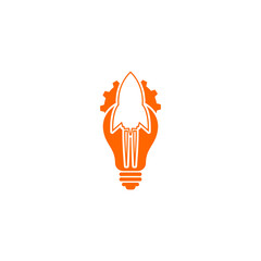 Light bulb gear and rocket icon isolated on transparent background
