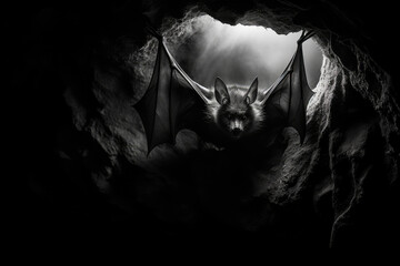 Black and white photo of bat abstract - obrazy, fototapety, plakaty