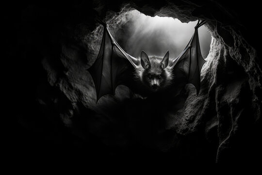Black and white photo of bat abstract